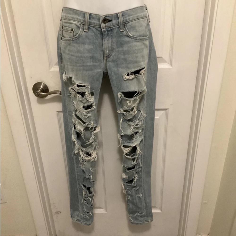 Rag & Bone Jean Womens 24 Blue DRE Destroyed Distressed